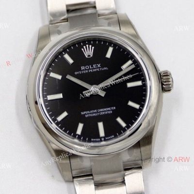 31mm Swiss AAA Replica Rolex Oyster Perpetual Watch Black Dial